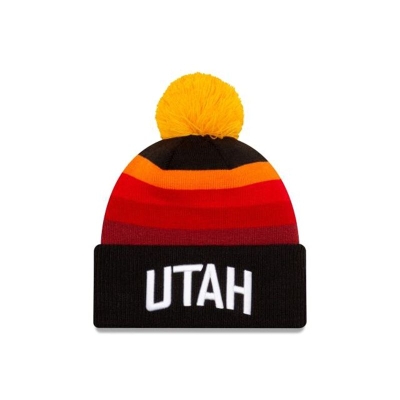 Sapca New Era Utah Jazz NBA City Edition Pom Knit Beanie - Negrii